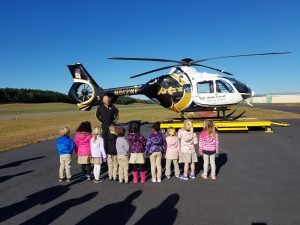 Students learning about helicopters